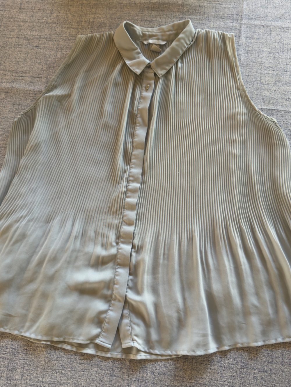 H&M Light Blue Pleated Sleeveless Button-Front Blouse
